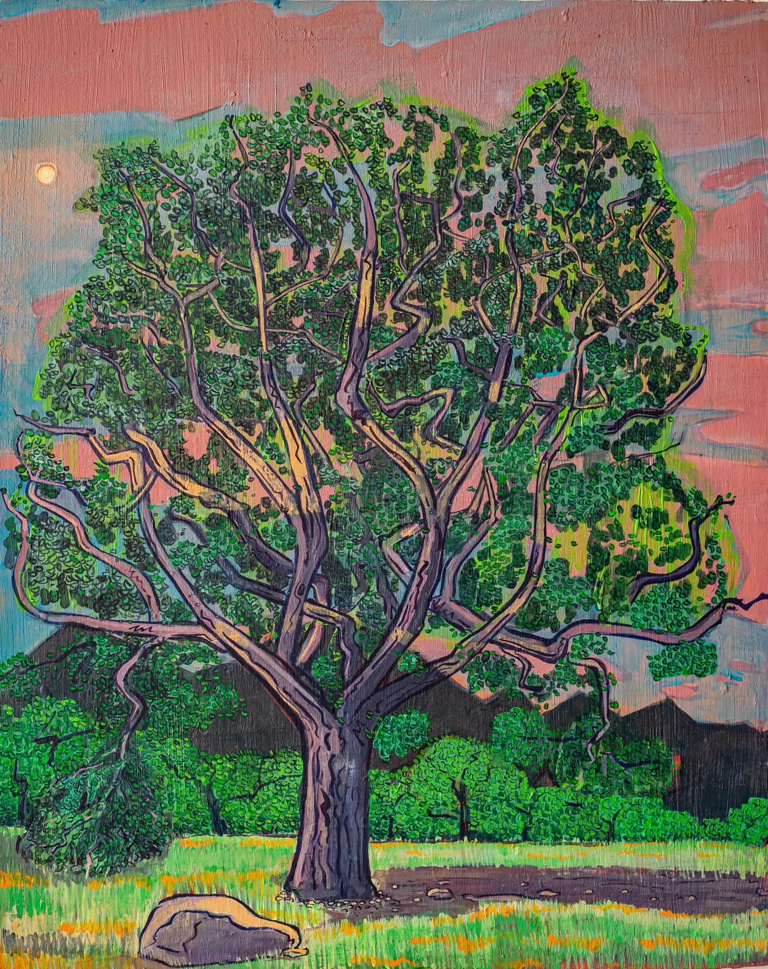 Pintura de un Mezquite en Querétaro, arte contemporáneo por J. Cervantes